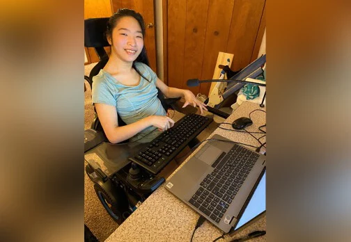Elisabeth at her accessible computer station