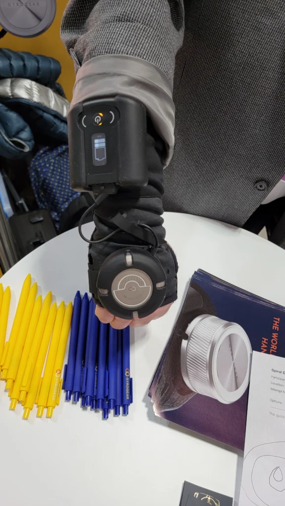 Hand using the gyro gear glove at the consumer electronics show