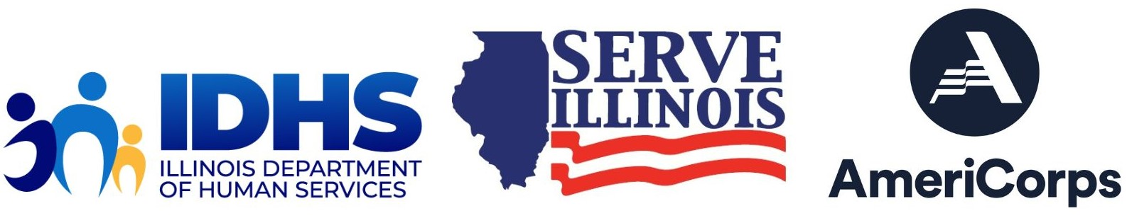 IDHS, Serve Illinois and Americorps logos